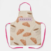Personalized Cute Pastel Croissant Coffee エプロン (正面)