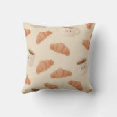 Personalized Cute Pastel Croissant Coffee クッション (裏面)