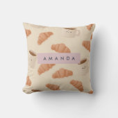 Personalized Cute Pastel Croissant Coffee クッション (正面)