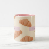 Personalized Cute Pastel Croissant Coffee ツートーンマグカップ (中央)