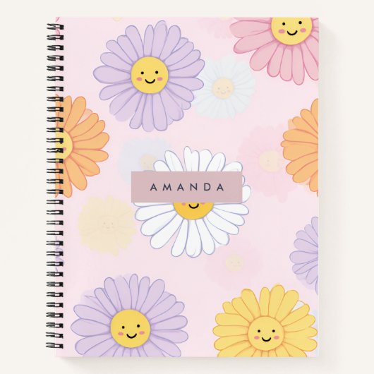 Personalized Cute Pastel Daisy Flower  ノートブック (正面)