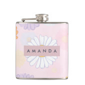 Personalized Cute Pastel Daisy Flower フラスク (正面)