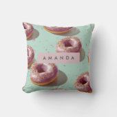 Personalized Cute Pastel Donuts & Sprinkles  クッション (正面)