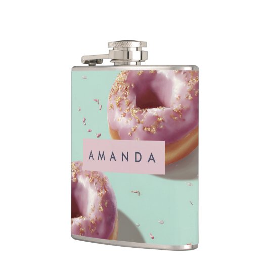 Personalized Cute Pastel Donuts & Sprinkles  フラスク (左)