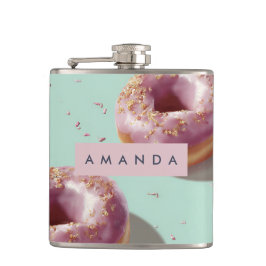 Personalized Cute Pastel Donuts & Sprinkles  フラスク