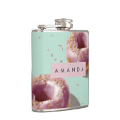 Personalized Cute Pastel Donuts & Sprinkles  フラスク (右)