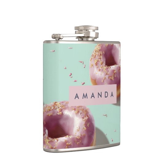 Personalized Cute Pastel Donuts & Sprinkles  フラスク (右)