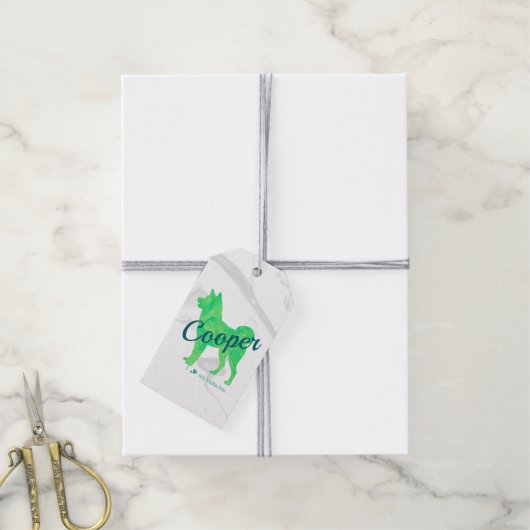 Personalized Cute Pastel Green Color Shiba Inu Dog ギフトタグ (より糸付き)