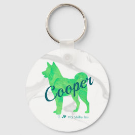 Personalized Cute Pastel Green Shiba Inu - Dog キーホルダー