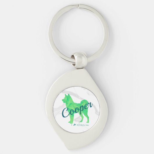 Personalized Cute Pastel Green Shiba Inu - Dog キーホルダー (正面)