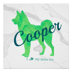 Personalized Cute Pastel Green Shiba Inu - Dog ポスター