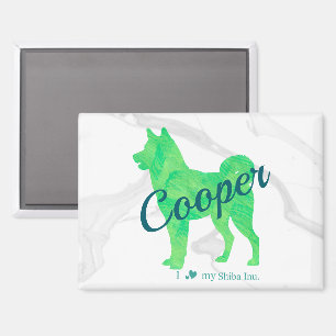 Personalized Cute Pastel Green Shiba Inu - Dog マグネット