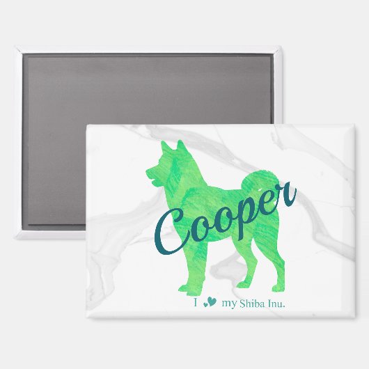Personalized Cute Pastel Green Shiba Inu - Dog マグネット (正面/裏面)