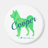 Personalized Cute Pastel Green Shiba Inu - Dog マグネット (正面)