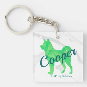 Personalized Cute Pastel Green Shiba Inu Keychain  キーホルダー