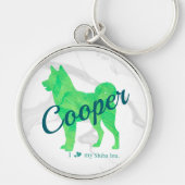 Personalized Cute Pastel Green Shiba Inu Keychain  キーホルダー (正面)