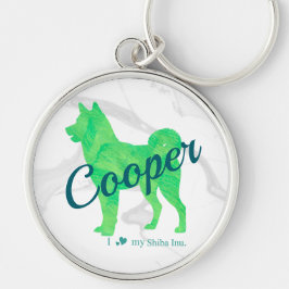 Personalized Cute Pastel Green Shiba Inu Keychain  キーホルダー
