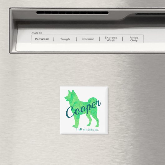 Personalized Cute Pastel Green Shiba Inu Magnet マグネット (インサイチュ (食洗機))