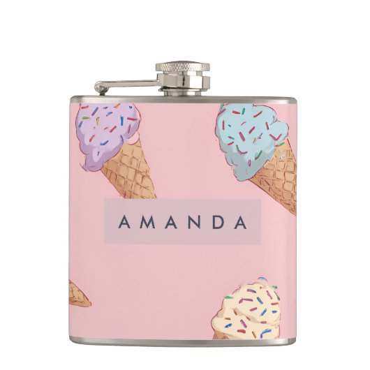 Personalized Cute Pastel Ice Cream  フラスク (正面)