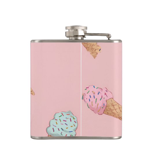 Personalized Cute Pastel Ice Cream  フラスク (裏面)