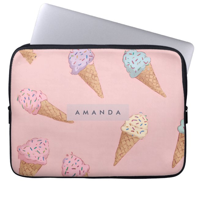 Personalized Cute Pastel Ice Cream  ラップトップスリーブ (正面)