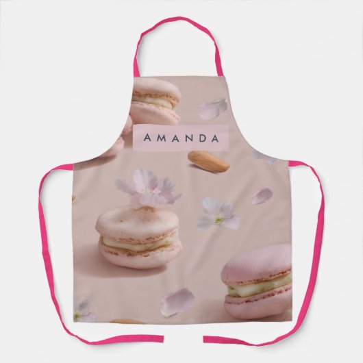 Personalized Cute Pastel Macaron Almond Flower エプロン (正面)