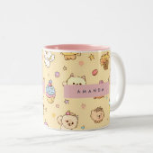 Personalized Cute Pastel Puppies Pattern ツートーンマグカップ (正面右)