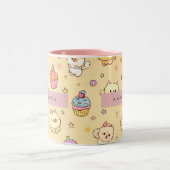 Personalized Cute Pastel Puppies Pattern ツートーンマグカップ (中央)