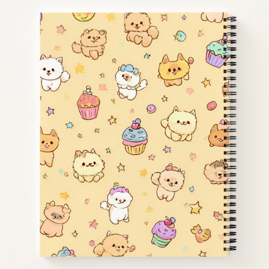 Personalized Cute Pastel Puppies Pattern ノートブック (裏面)