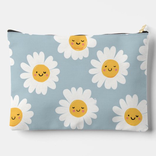 Personalized Cute Pastel Smiling Daisy アクセサリーポーチ (裏面)