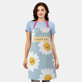 Personalized Cute Pastel Smiling Daisy エプロン