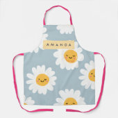 Personalized Cute Pastel Smiling Daisy エプロン (正面)