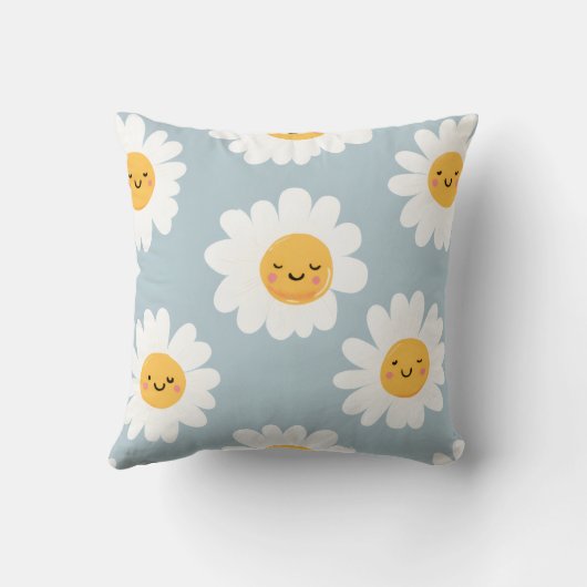 Personalized Cute Pastel Smiling Daisy クッション (裏面)