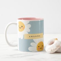 Personalized Cute Pastel Smiling Daisy