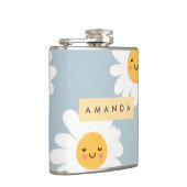 Personalized Cute Pastel Smiling Daisy フラスク (右)