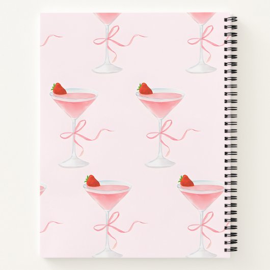Personalized Cute Pastel Strawberry Juice Pattern ノートブック (裏面)