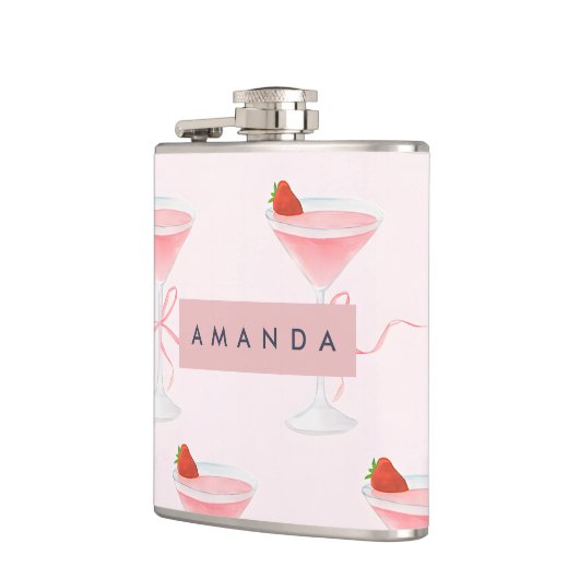 Personalized Cute Pastel Strawberry Juice Pattern フラスク (左)