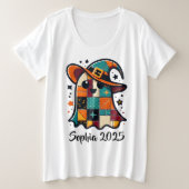 Personalized Cute Patchwork Ghost Halloween プラスサイズTシャツ (デザイン正面)