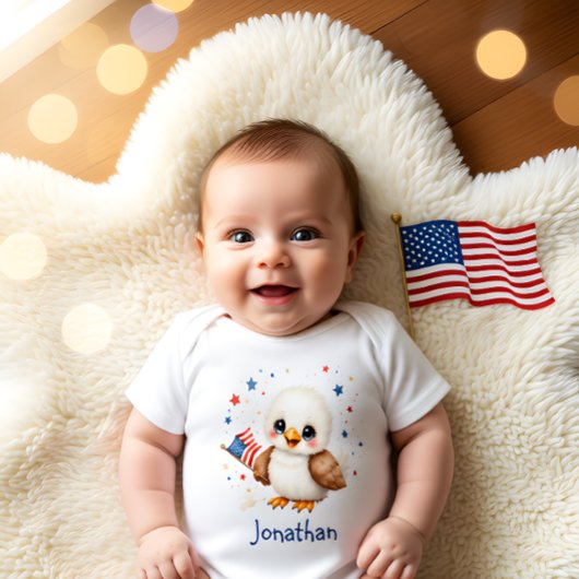 Personalized Cute Patriot Baby Eagle  ベビーボディスーツ