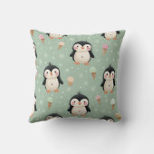 Personalized Cute Penguin & Ice Cream Pattern クッション (裏面)