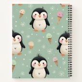 Personalized Cute Penguin & Ice Cream Pattern ノートブック (裏面)