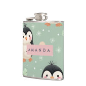 Personalized Cute Penguin & Ice Cream Pattern フラスク (左)