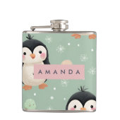 Personalized Cute Penguin & Ice Cream Pattern フラスク (正面)