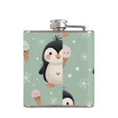 Personalized Cute Penguin & Ice Cream Pattern フラスク (裏面)