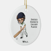 Personalized Cute Personalized Cricket Player セラミックオーナメント (右)