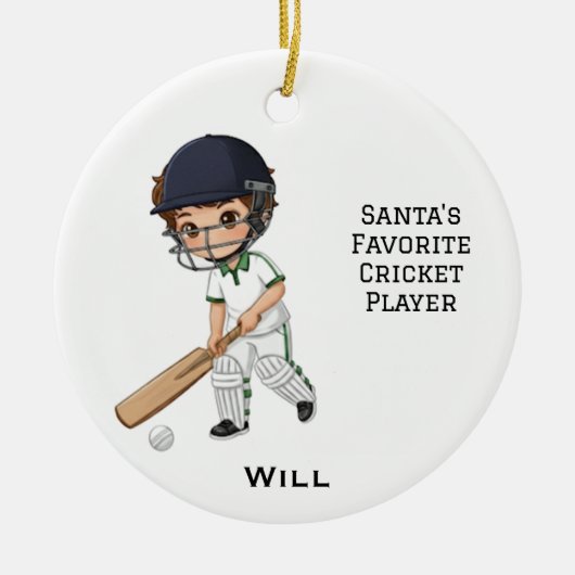 Personalized Cute Personalized Cricket Player セラミックオーナメント (正面)
