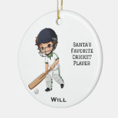 Personalized Cute Personalized Cricket Player セラミックオーナメント (左)