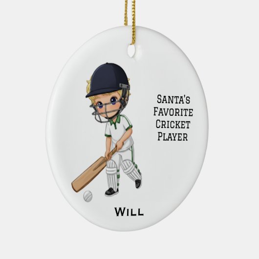 Personalized Cute Personalized Cricket Player セラミックオーナメント (右)