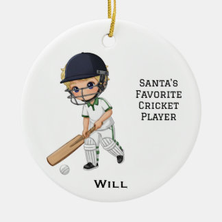Personalized Cute Personalized Cricket Player セラミックオーナメント