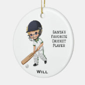 Personalized Cute Personalized Cricket Player セラミックオーナメント (左)